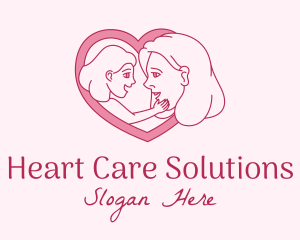 Mother Daughter Heart  logo design