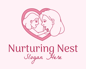 Mother Daughter Heart  logo design