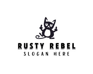 Cat Naughty Cursing logo design