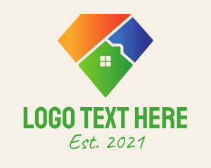 Puzzle - Colorful Diamond House logo design