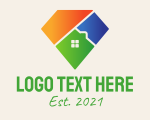 Modular - Colorful Diamond House logo design