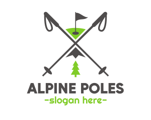 Ski Poles - Outdoor Golf Skin Park logo design