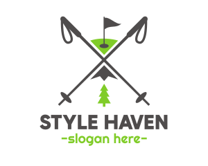 Skiing - Outdoor Golf Skin Park logo design