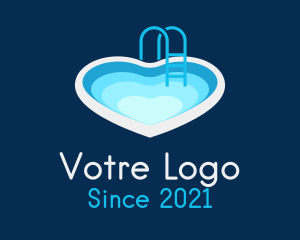 Pool Party - Heart Swimming Pool logo design