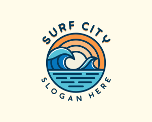 Ocean Surfing Tide logo design