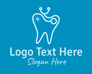 Tooth Cleaning - Blue Tooth Stethoscope logo design