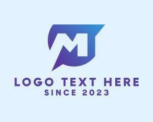 Online Forum - Message Bubble Letter M logo design