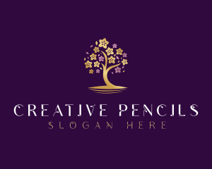 Botanical Flower Tree logo design