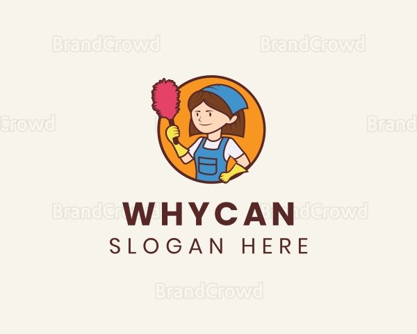 Housekeeper Cleaning Woman Logo
