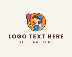 Home Cleaning - Housekeeper Cleaning Woman logo design
