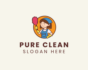 Housekeeper Cleaning Woman logo design