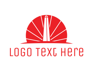 Landmark - Red Sun Obelisk logo design