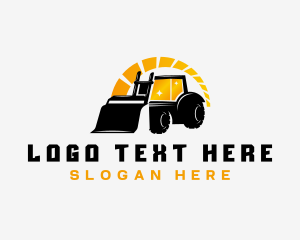 Trencher - Bulldozer Tractor Heavy Equipment logo design
