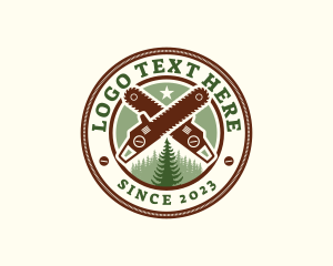 Wood Cutting - Chainsaw Forest Woodwork logo design