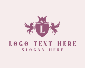 Luxury - Pegasus Horse Shield logo design