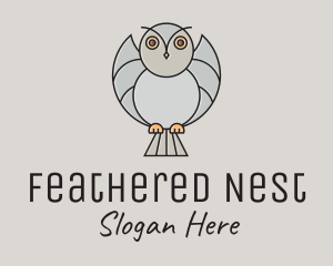 Feathers - Flying Owl Cartoon logo design