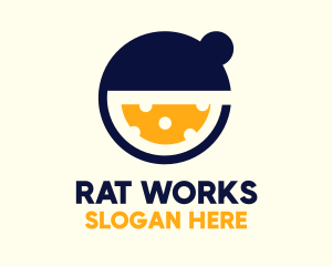 Rat - Circular Cheddar Mouse Cheese logo design