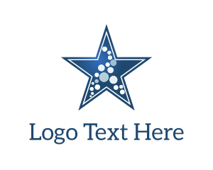 Yellow Circle - Blue Star Dots logo design