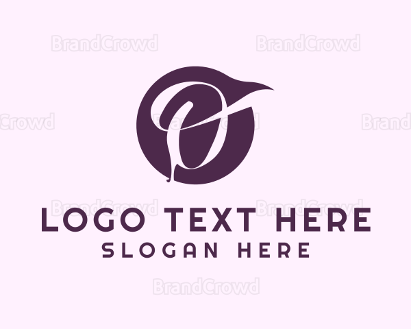 Purple Calligraphic Letter O Logo
