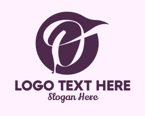 Calligraphic - Purple Calligraphic Letter O logo design