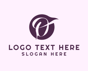 Script - Purple Calligraphic Letter O logo design