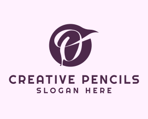 Purple Calligraphic Letter O logo design