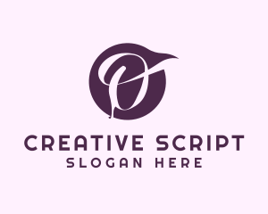 Lettering - Purple Calligraphic Letter O logo design