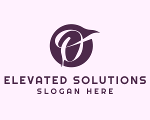 Purple Calligraphic Letter O logo design