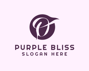 Purple - Purple Calligraphic Letter O logo design