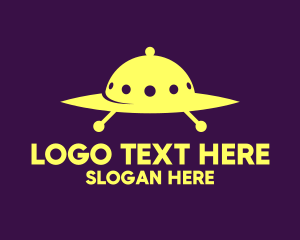 Ufo - Yellow Cloche Spaceship logo design