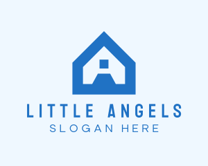 Blue House Letter A Logo