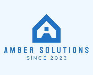 Blue House Letter A logo design