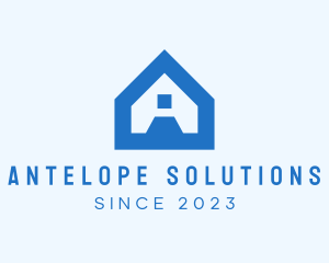 Blue House Letter A logo design