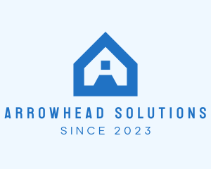 Blue House Letter A logo design