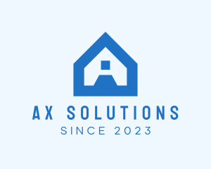 Blue House Letter A logo design