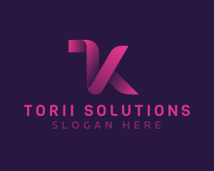 Ribbon Technology Letter K logo design