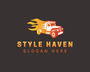 Shipping - Gradient Flame Truck logo design