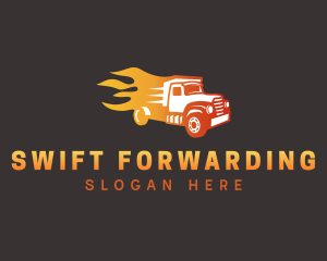 Gradient Flame Truck logo design