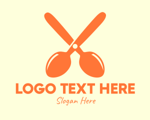 Utensil - Orange Spoon Scissors logo design