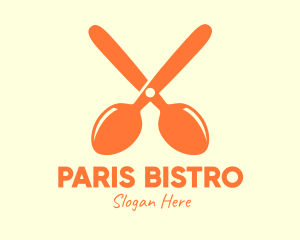 Orange Spoon Scissors logo design