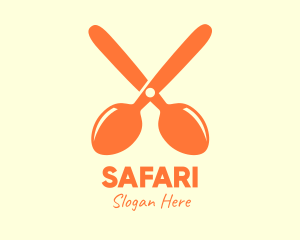 Diner - Orange Spoon Scissors logo design