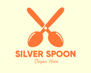 Orange Spoon Scissors logo design