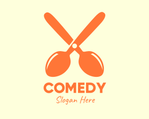 Cafeteria - Orange Spoon Scissors logo design