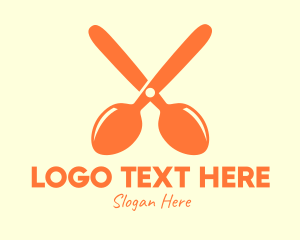 Cutlery - Orange Spoon Scissors logo design