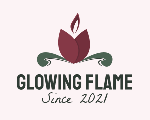 Tulip Flower Candle logo design