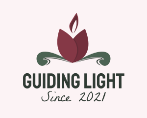 Tulip Flower Candle logo design