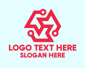Telecommunications - Red Electronic Emblem logo design