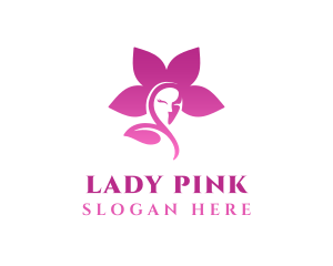 Pink Woman Beauty Flower logo design
