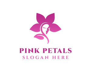 Pink Woman Beauty Flower logo design