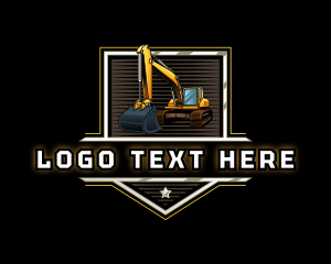 Bulldozer - Excavator Digger Construction Machine logo design